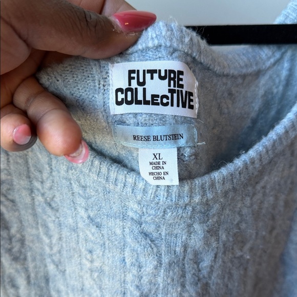 Future Collective Gray Knit Cropped Sweater + Skirt Set - Picture 3 of 8